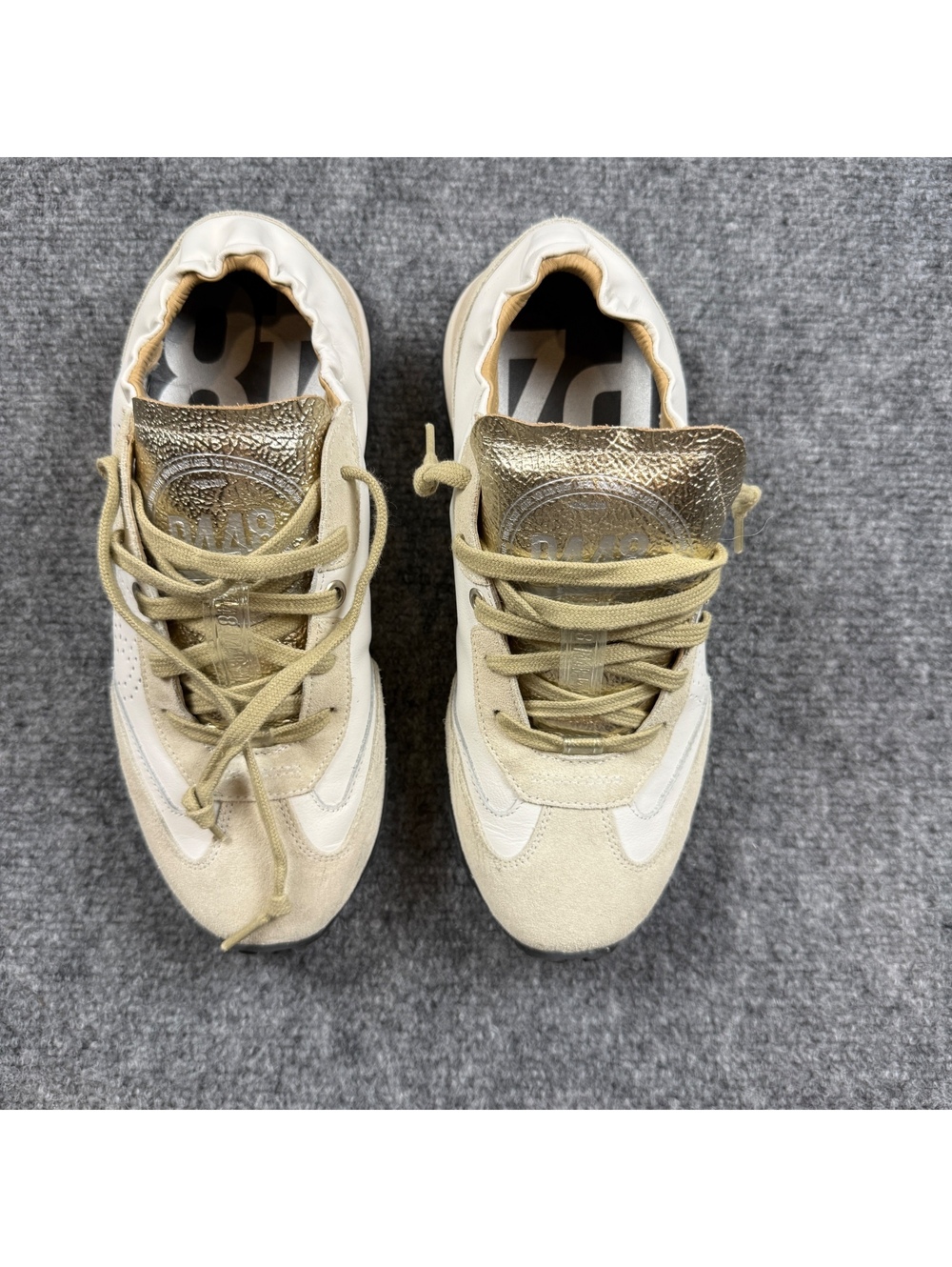 P448 Beige and Gold Leather and Suede Sneakers